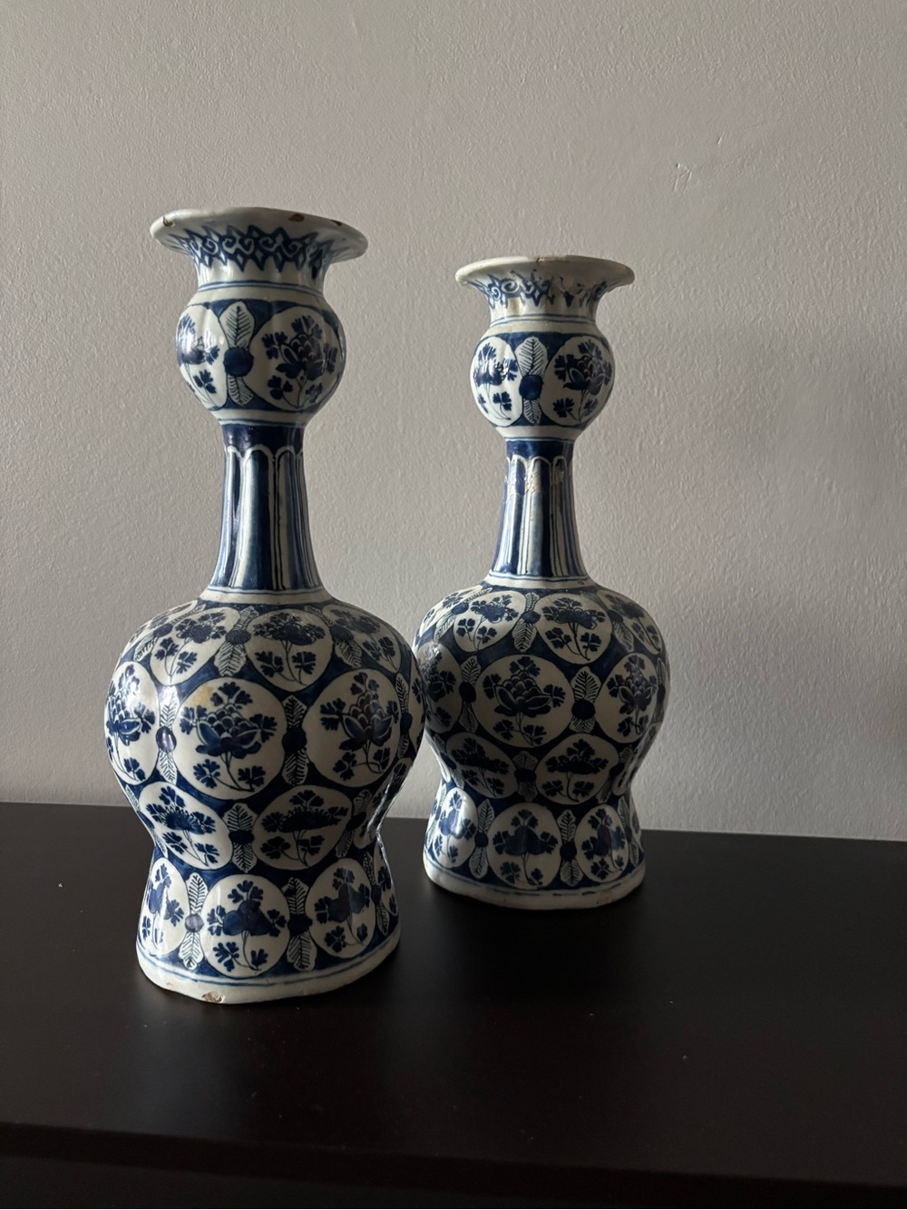 Antique 18th Cent Dutch Garlic Neck Delft Pottery
Vase 2
